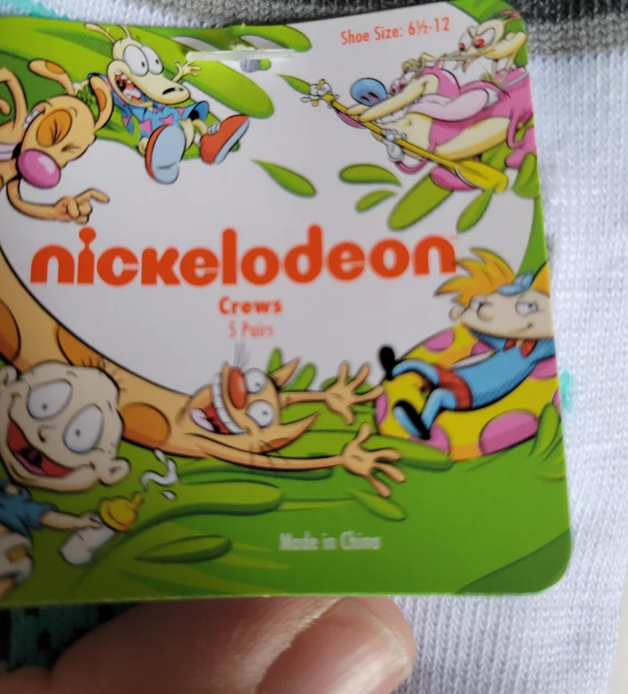 Nickelodeon‎ 5 pr crew socks size 6.5-12 NIP A5